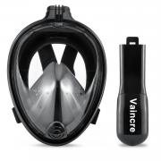 Vaincre 180°Full Face Snorkel Mask with Panoramic View Anti-Fog, Anti-Leak with Adjustable Head Straps with longer Snorkeling Tube Larger Area Black Large Size